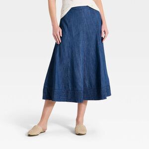 Women's Chambray Midi Skirt - Universal Thread Blue L